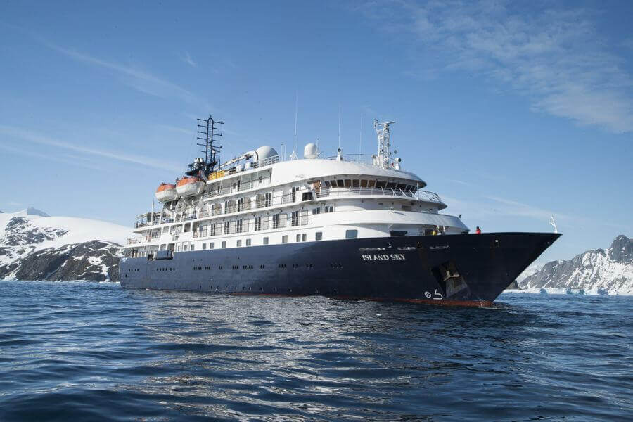 Island Sky ship cruising through Antarctica