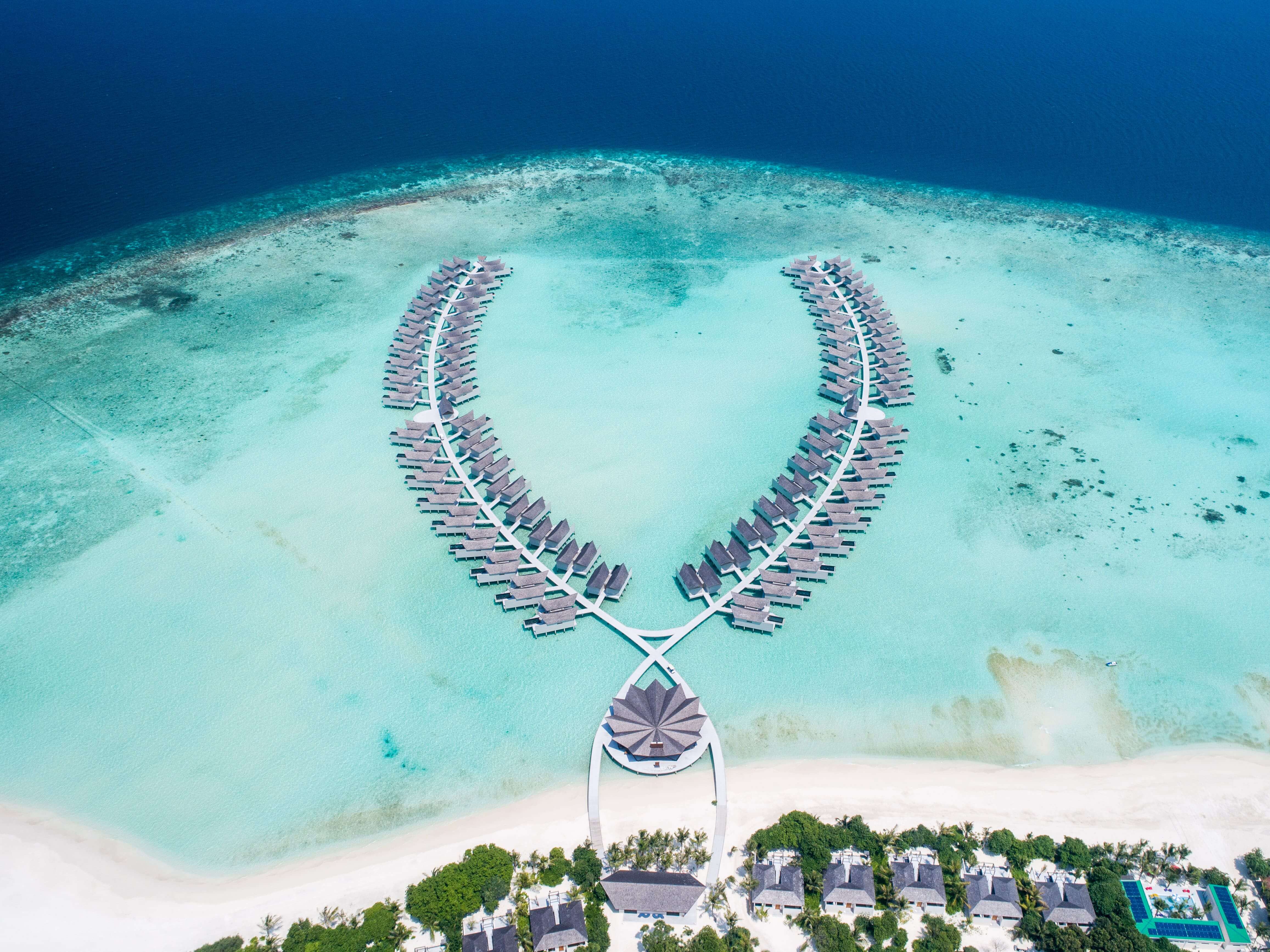 aerial view of movenpick resort maldives
