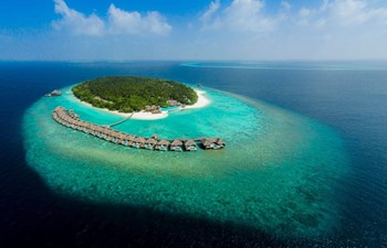 aerial view of the island dusit thani maldives